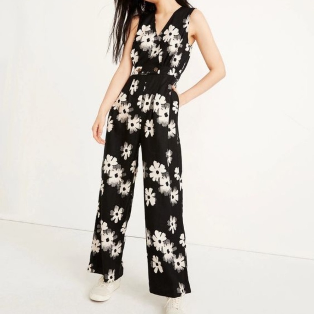 Madewell Button-Waist WideLeg Jumpsuit Ikat Floral